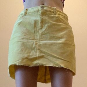 Yellow suede skirt